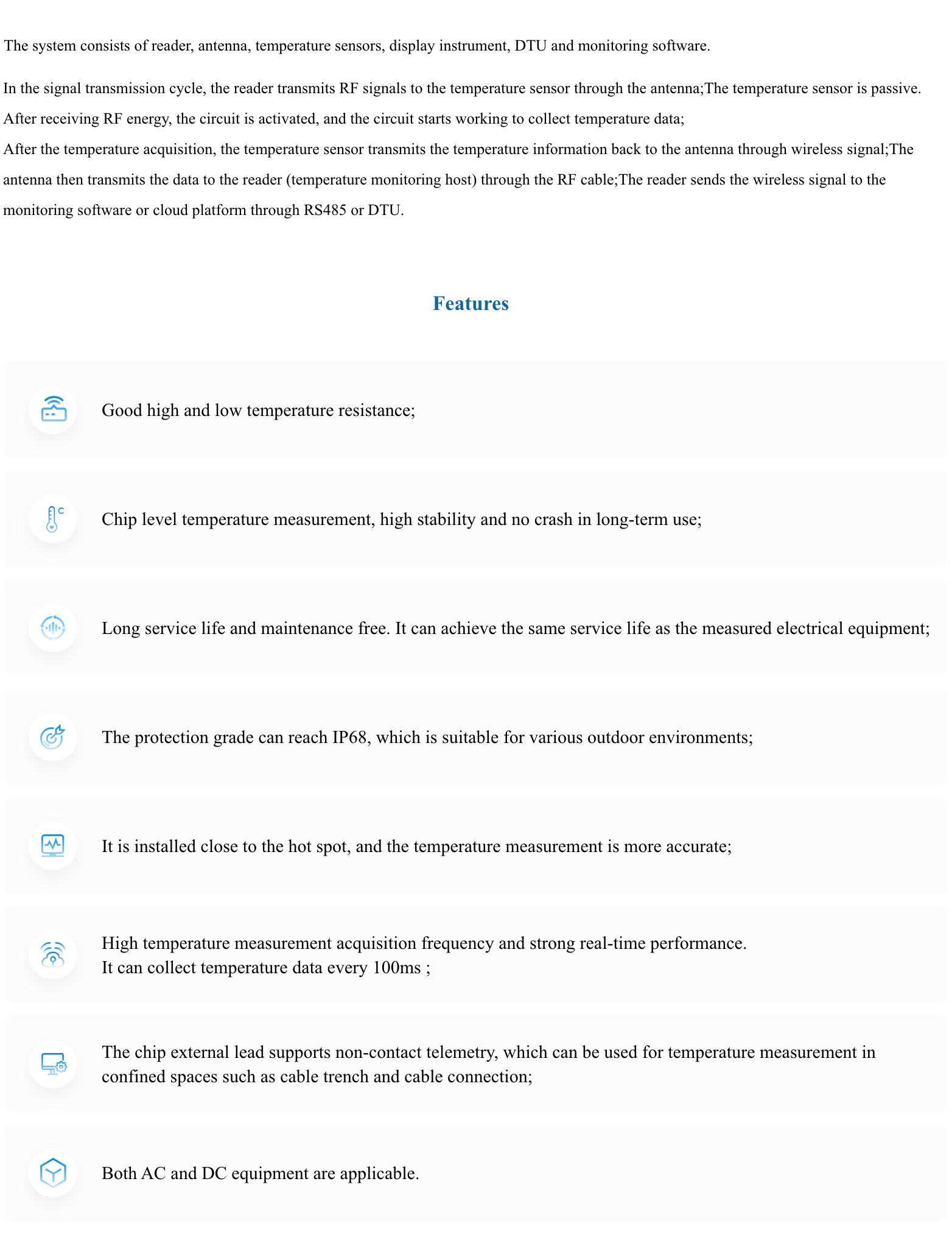 Passive Wireless Temperature Monitoring Solution YH-PST-01(图2)